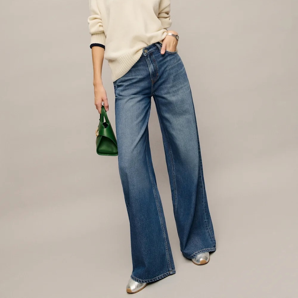 NWT Reformation Rui Lived-in Wide Leg Baggy Jeans Blue - Size 27